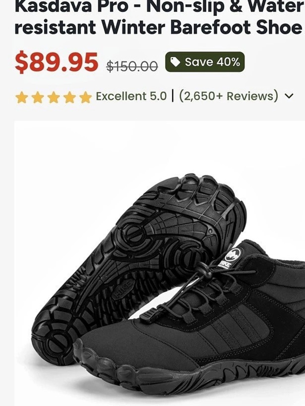 Hike Pro Non-Slip Water Resistant Sneakers/boots Black New